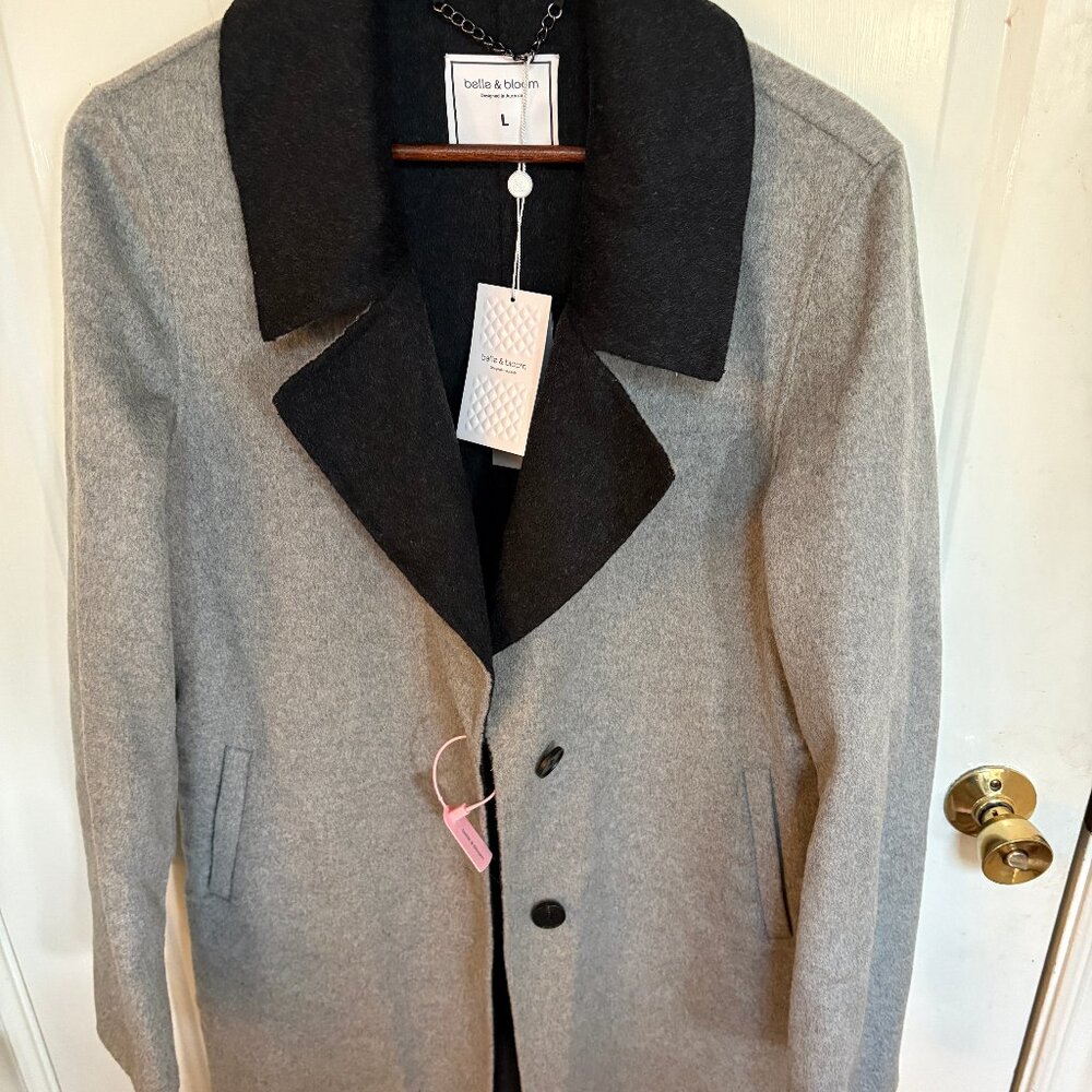 Belle & Bloom Lexington Two-Tone Wool Blend Coat - Size Large (NWT)